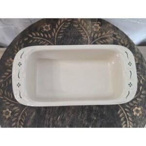 Longaberger Pottery Green Accent Mini Loaf Bread Pan Dish Woven Traditions